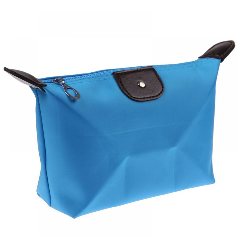 Travel Cosmetic Makeup Bag Organizer Waterproof Nylon Red Zipper Toiletry Case