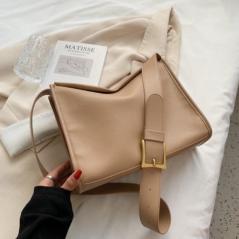 Leather Shoulder Bag Simple Solid Color Crossbody Bag Handbags Purse 30*22*10 CM