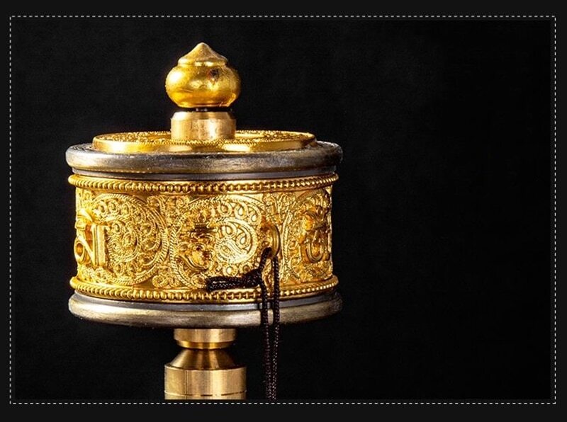 Buddhist Hand-Cranked 7.67in Prayer Wheel Buddha Prayer Double Bearing Wheels
