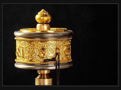 Buddhist Hand-Cranked 7.67in Prayer Wheel Buddha Prayer Double Bearing Wheels