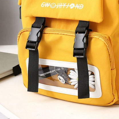 Black Backpack School Bags Oxford Waterproof School Purses Flowers Transparent
