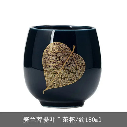 180ml Ceramic Black Glaze Handcarved Master Cup Meditation Cup Kung Fu Teaware