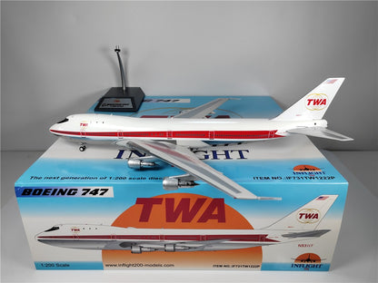 1:200 InFlight TWA Boeing 747 N93117 Passenger Airplane Diecast Plane Model