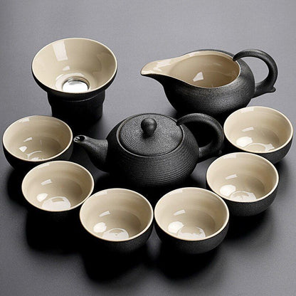 Solid Drinkware Ceramic Teapots Traditional Japanese Style Black Crockery Teacup