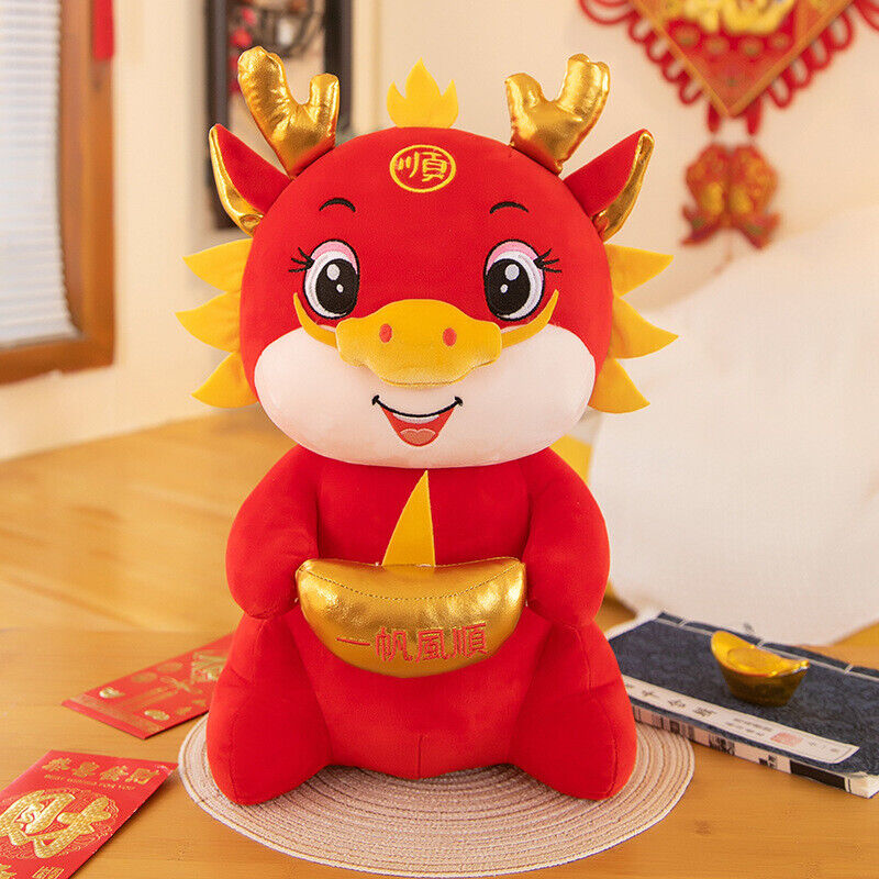 2024 Dragon Year Mascot Plush Toys Cartoon Zodiac Dragon Doll for Celebration