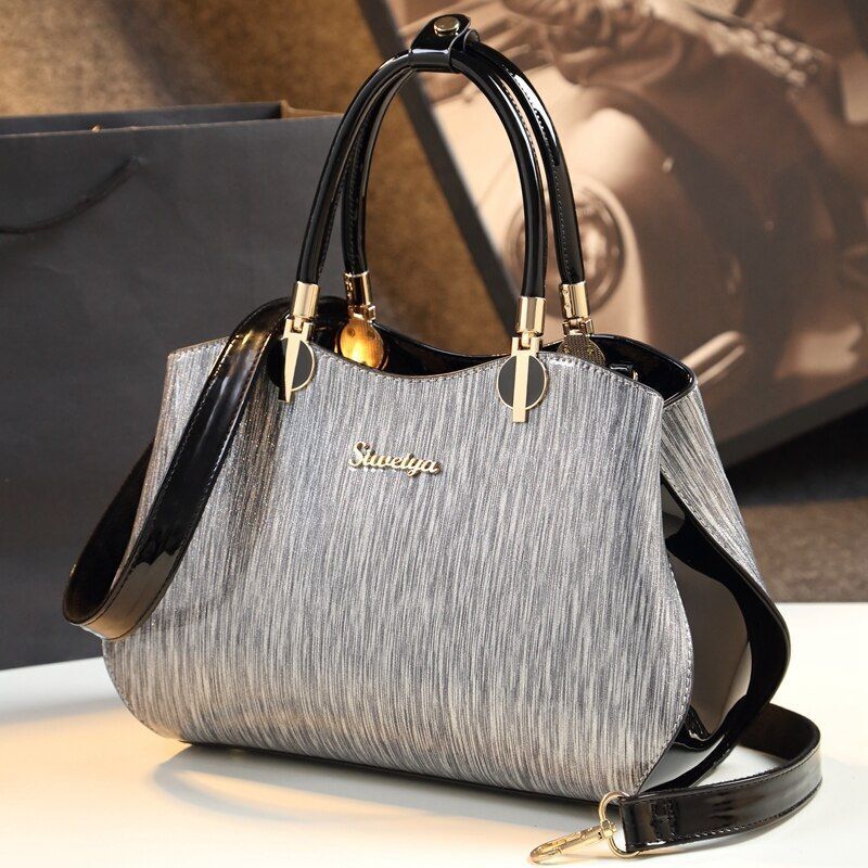 Simple Shoulder Bag Handbag Purses Patent Leather Messenger Clutch 33*13*22 CM