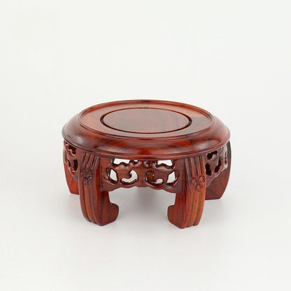 Mahogany Wood Carving Base Serving Tray Pedestal Square Teapot Display Stand