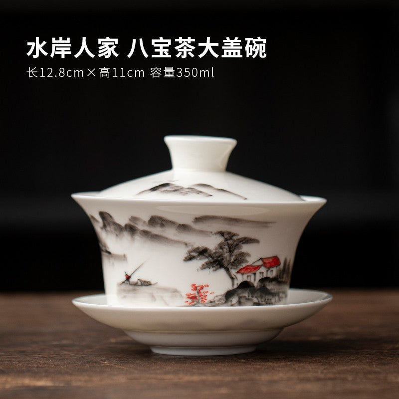 Eight Treasures Tea Sancai Gaiwan Tea Cup Household Ceramic Tea Bowl