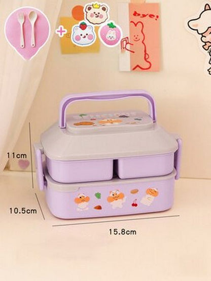 Lunch Box Kid Girls School Plastic Picnic Bento Microwave Food Container 19x13cm