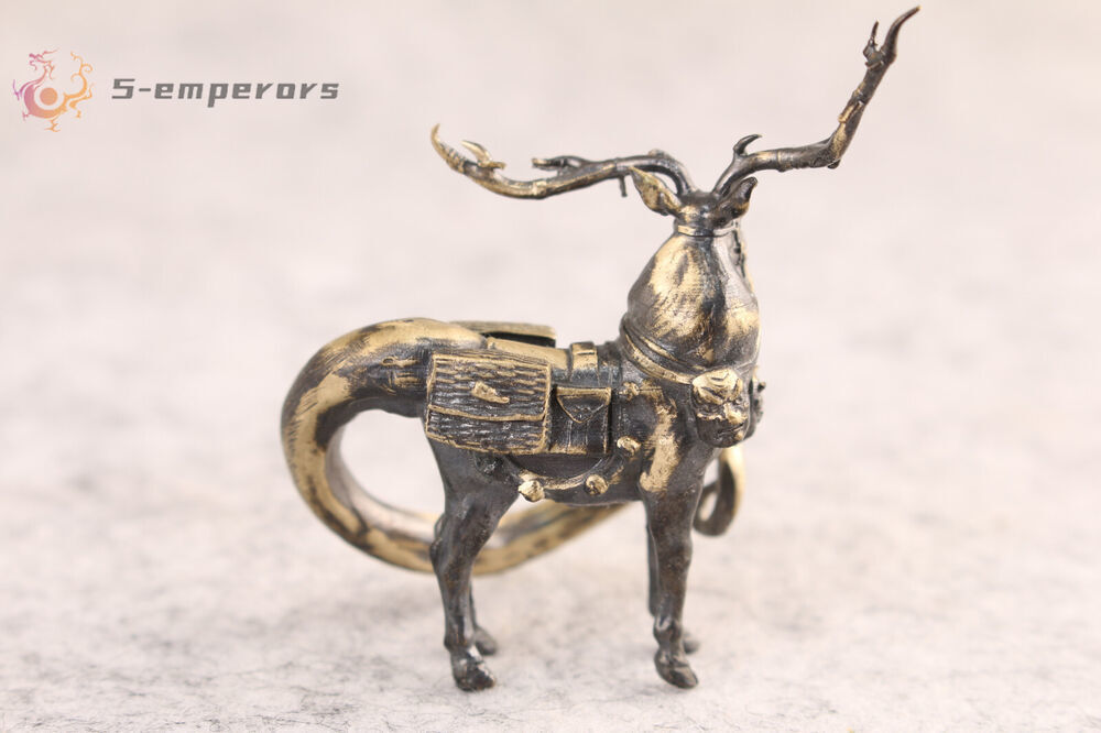 Rare collection bronze art dragon horse Figure statue netsuke table decor