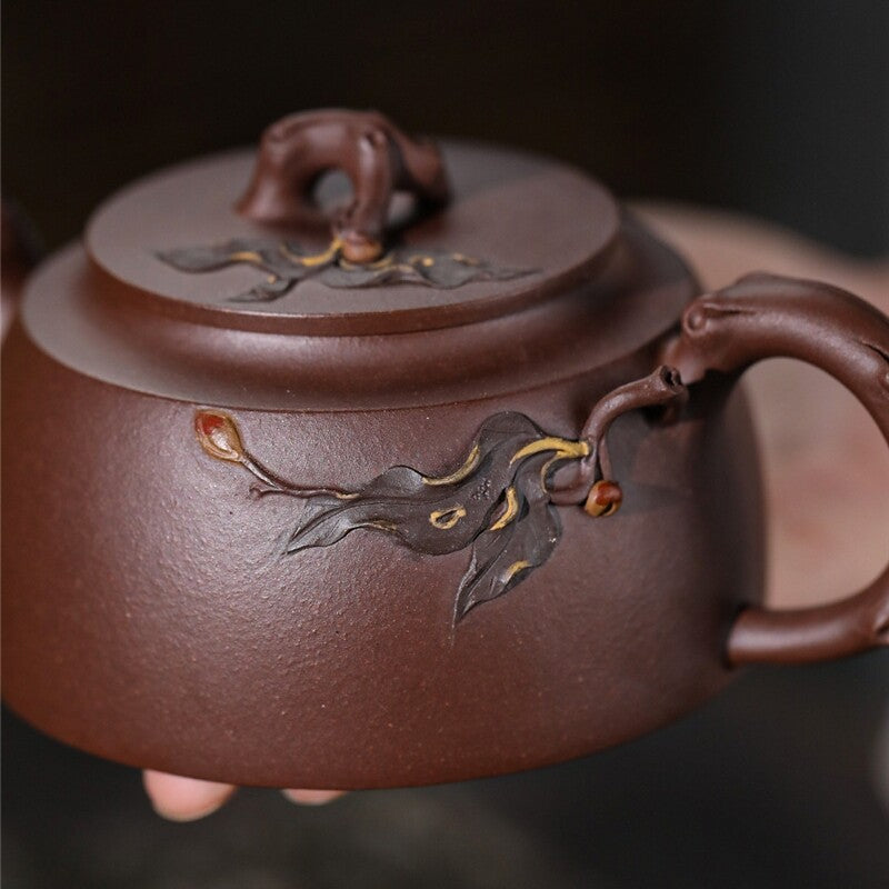 Authentic Yixing Zisha Tea Pot Full Handmade Old Purple Clay Master Pot 210ml