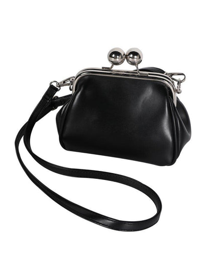 Vintage Shell Clip Shoulder Bag Wide Strap Handbag Synthetic Leather Chain Purse