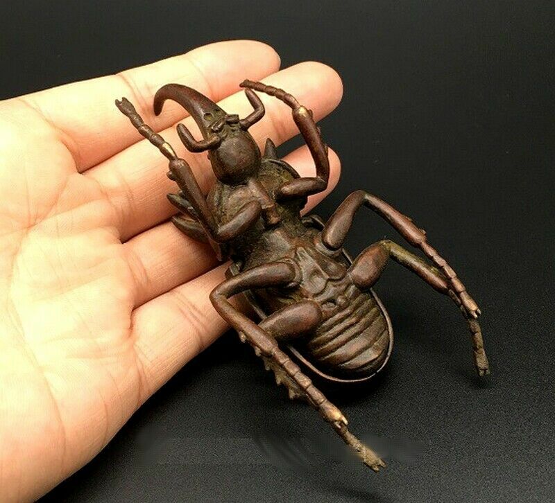 Brass Beetle Statue Insect Figurine Ashtray Decor Collection