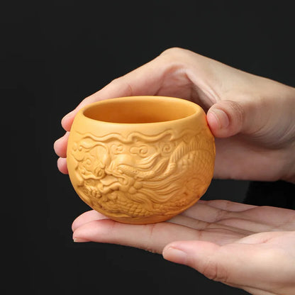 100Ml Purple Clay Relief Dragon Teacup Personal Cup Kung Fu Teacup -