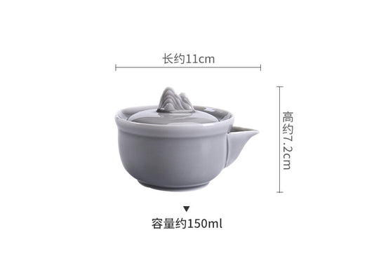 Handheld Teapot Celadon Ice Gray Glaze Ceramic Kung Fu Tea Set Pot Brewing