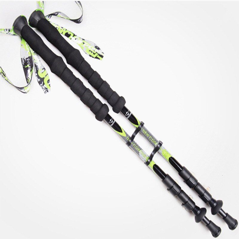 1pc/pair Carbon Fiber Nordic Walking Cane Trekking Pole Telescopic Sticks Green