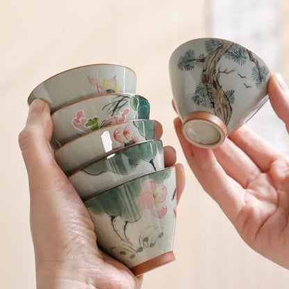 60ml Ceramics Hand Painted Teacup Master Cup Vintage Chinese Kung Fu Teaset