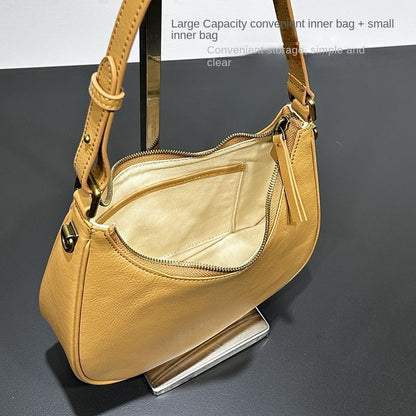 Cowhide Armpit Dumpling Bag Fashionable Versatile Leather Shoulder Handheld Bags