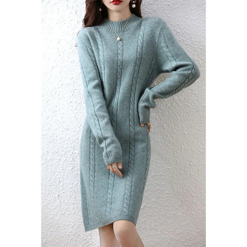 Women's Sweater Knitted Dresses Wool Ladie Dress Winter Pullovers Casual Skirts