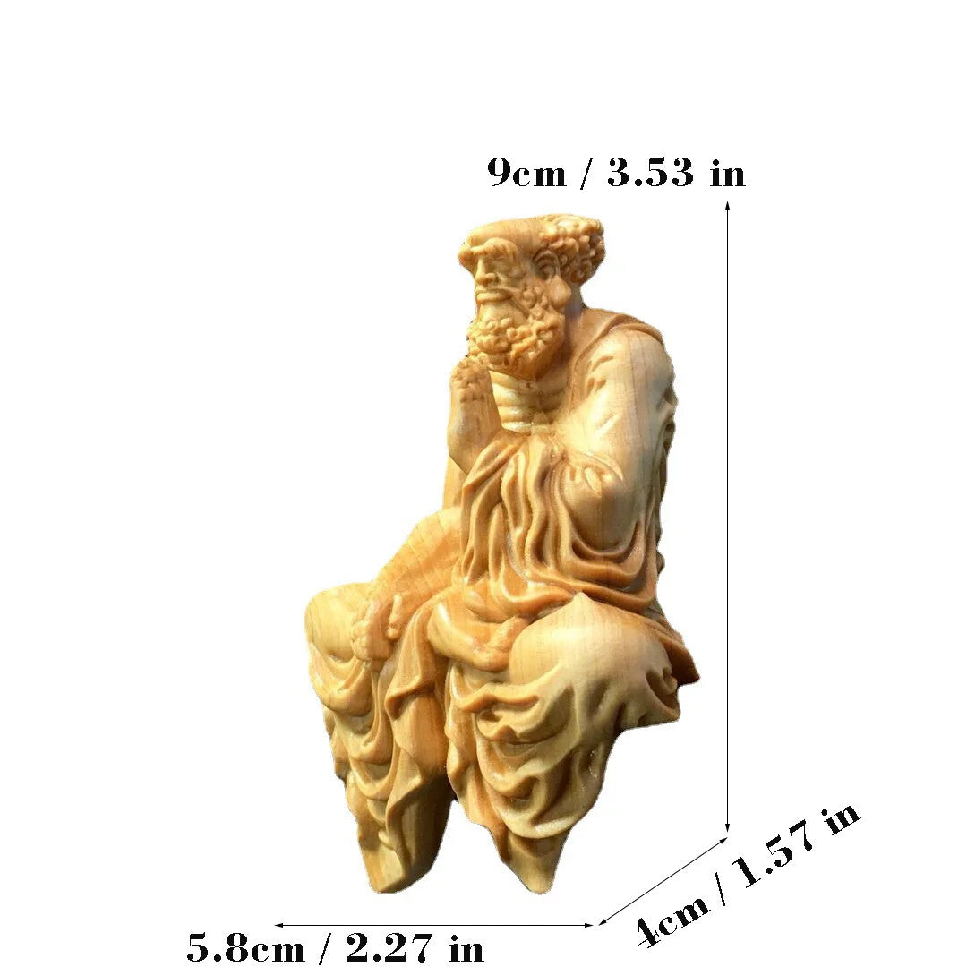 Solid Wood Bodhidharma, Patriarch Sculpture Statue, Buddhist Figure Ornaments