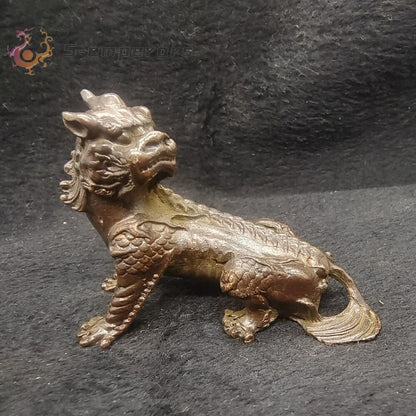 Chinese Antique Bronze Unicorn Tea Pet Statue Ornament