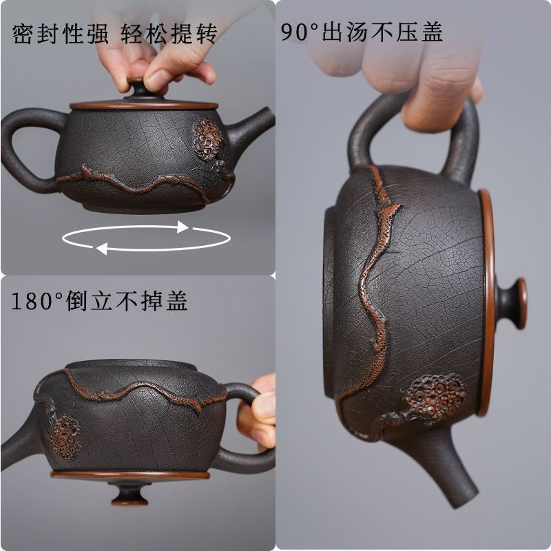 Handmade Jianshui Purple Pottery Teapot Wide Mouth Chinese Tea Kettle 180ml