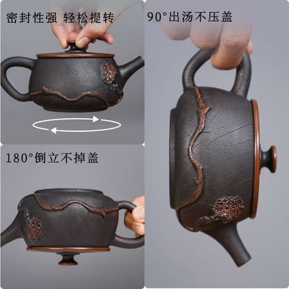 Handmade Jianshui Purple Pottery Teapot Wide Mouth Chinese Tea Kettle 180ml