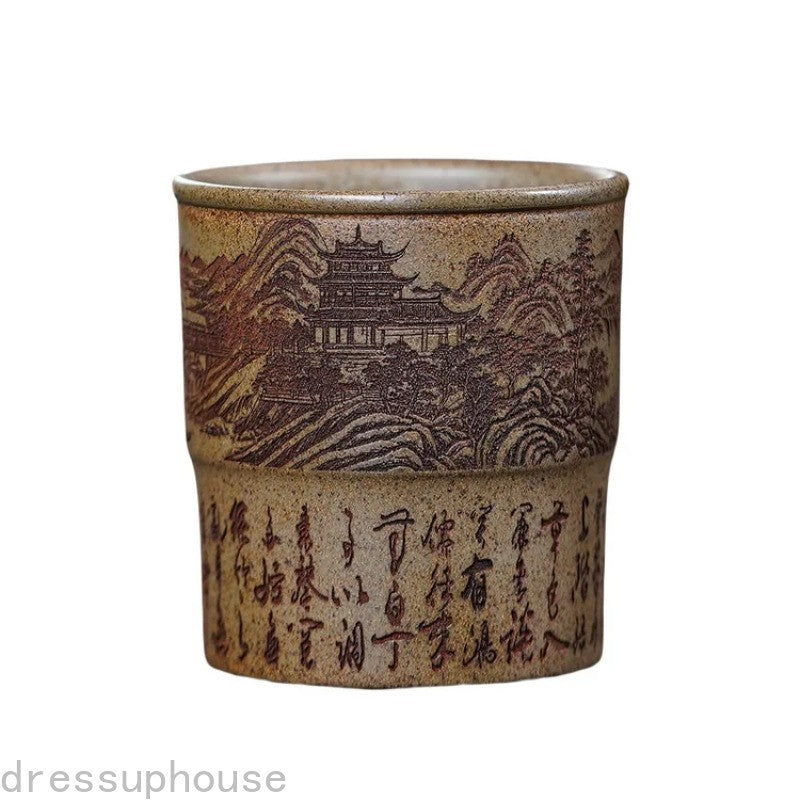 160ml Yixing purple clay Landscape Wood-fired Tea-tasting Smelling Master Cup