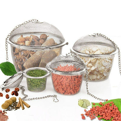 Stainless Steel Tea Spice Ball Mesh Infuser Tea Handle Filter Strainer Diffuser