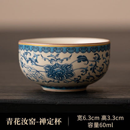 1pc Blue and White Ru Kiln Master Cup Retro Tea Cup Household Single Cup