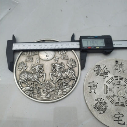 Vintage Chinese Qilin Convex Mirror Eight Trigrams Town Treasure Amulet