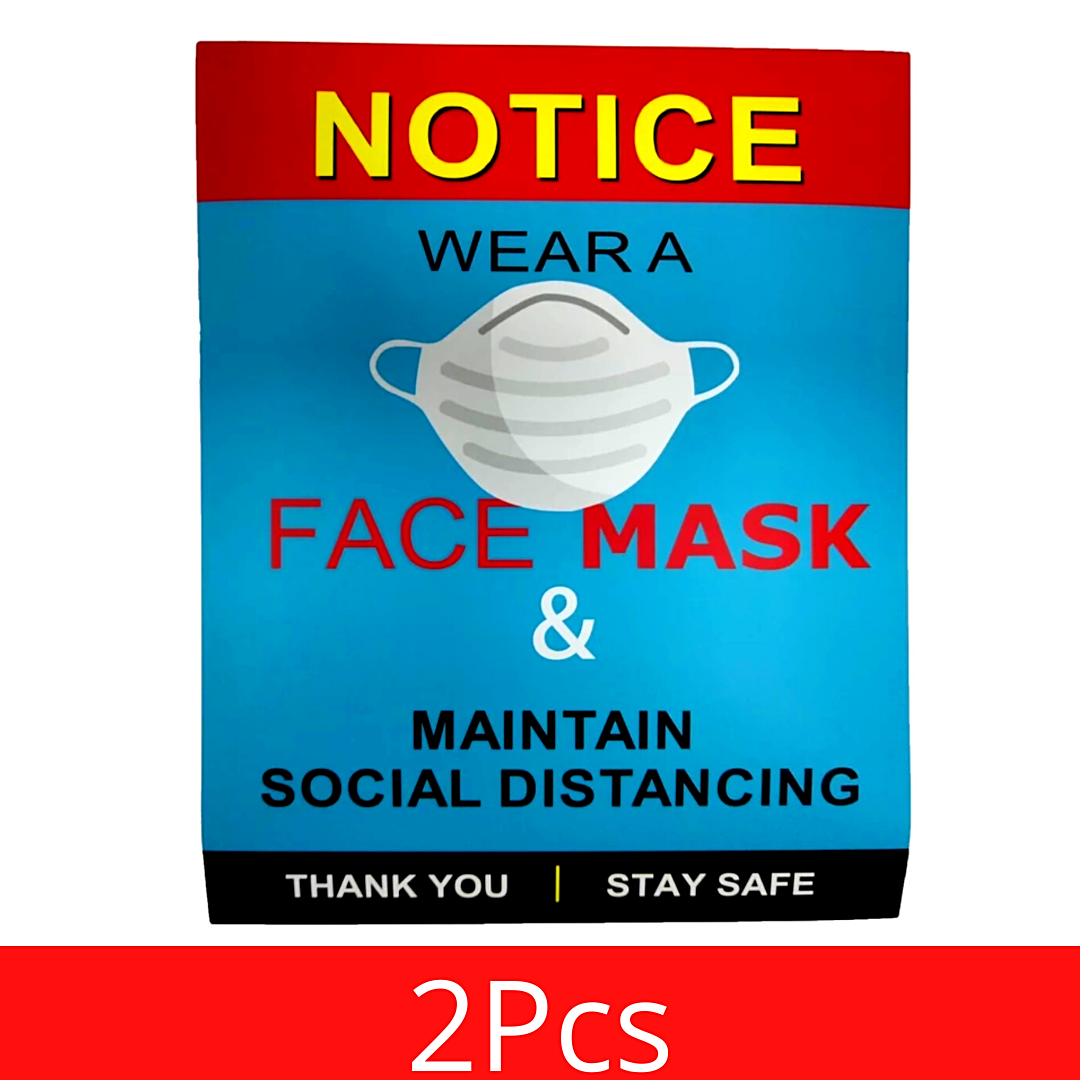 Sticker- FACE MASK REQUIRED sign -VINYL 8 X 10" (2 pack)
