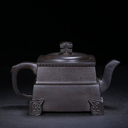 Chinese Yixing Zisha Clay Handmade Exquisite Teapot （四方清影 底款：徐汉棠）