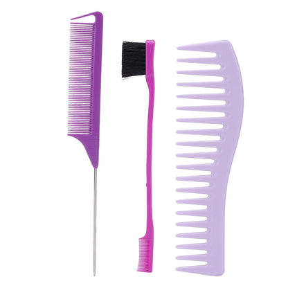 3Pcs Hair Dye Color Brush Wide Comb Teeth Rat Tail Comb Styling Comb Set For Hom