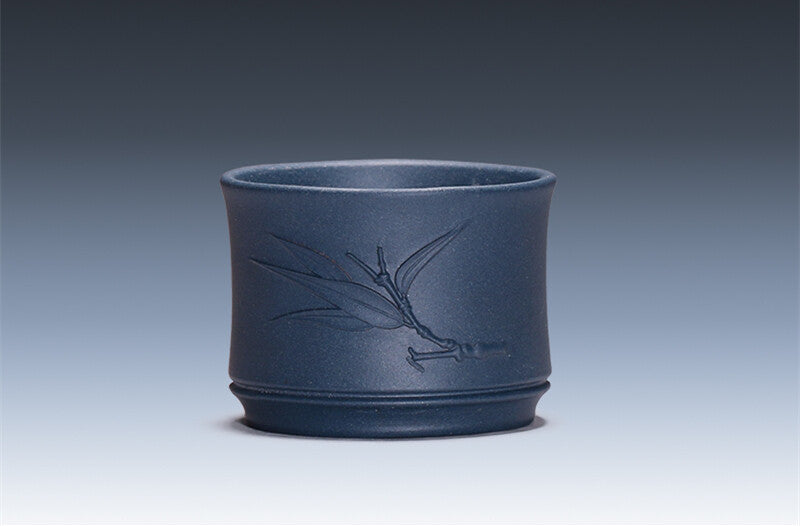 Bamboo Relief Zisha Tea Cup Real Yixing Purple Clay Kungfu Tea Cup 60ml Marked