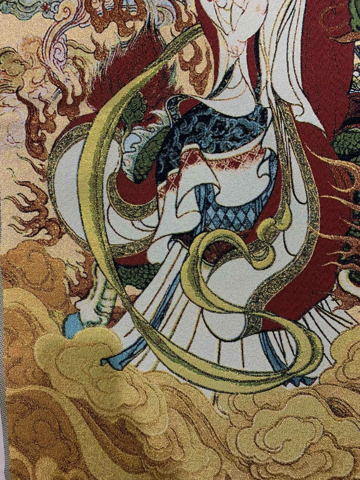 36" China Cloth Silk Send Son Guanyin Mural Wall Hanging Tapestry Tangka