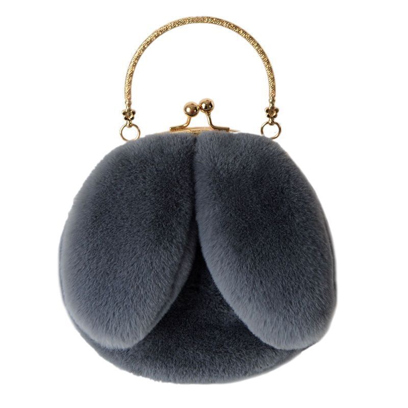 Clip Shoulder Bag Faux Clutch Purse Handbag Soft Plush Messenger Bags 20*18*8 CM