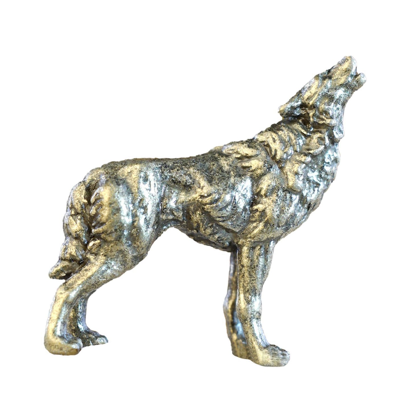 Copper Alloy Wolf Statue Small Lifelike Home Decor for Sand Table Bedroom
