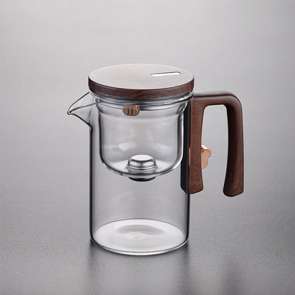 Boutique Tea Pot Matching Cup Glass Wood Handle Tea Tray Tea Water Separation
