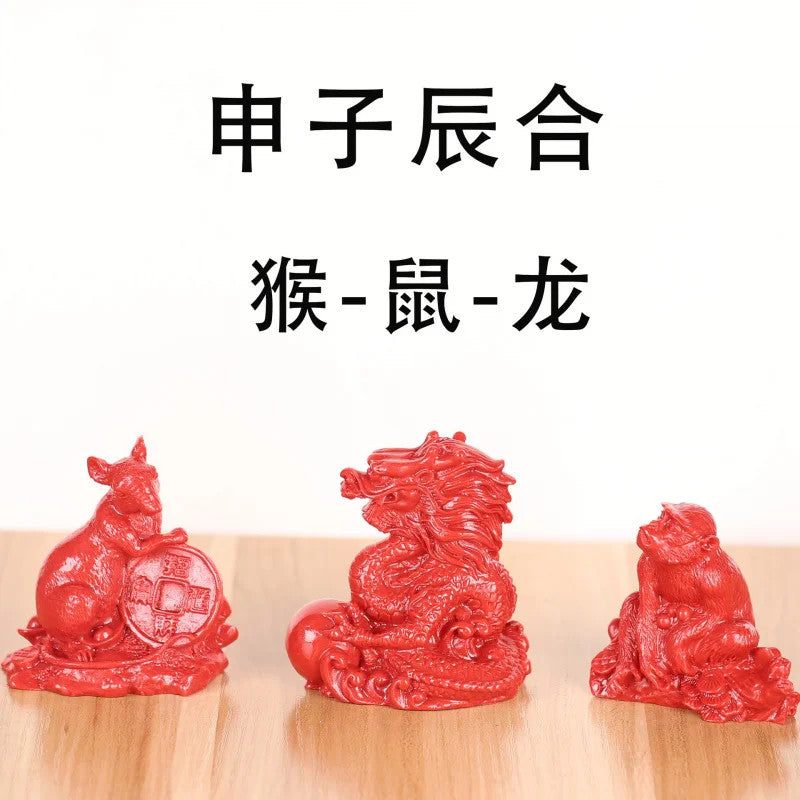 1Pc Cinnabar Handcarved Twelve Chinese Zodiac Tea Pet Amulet Home Decoration