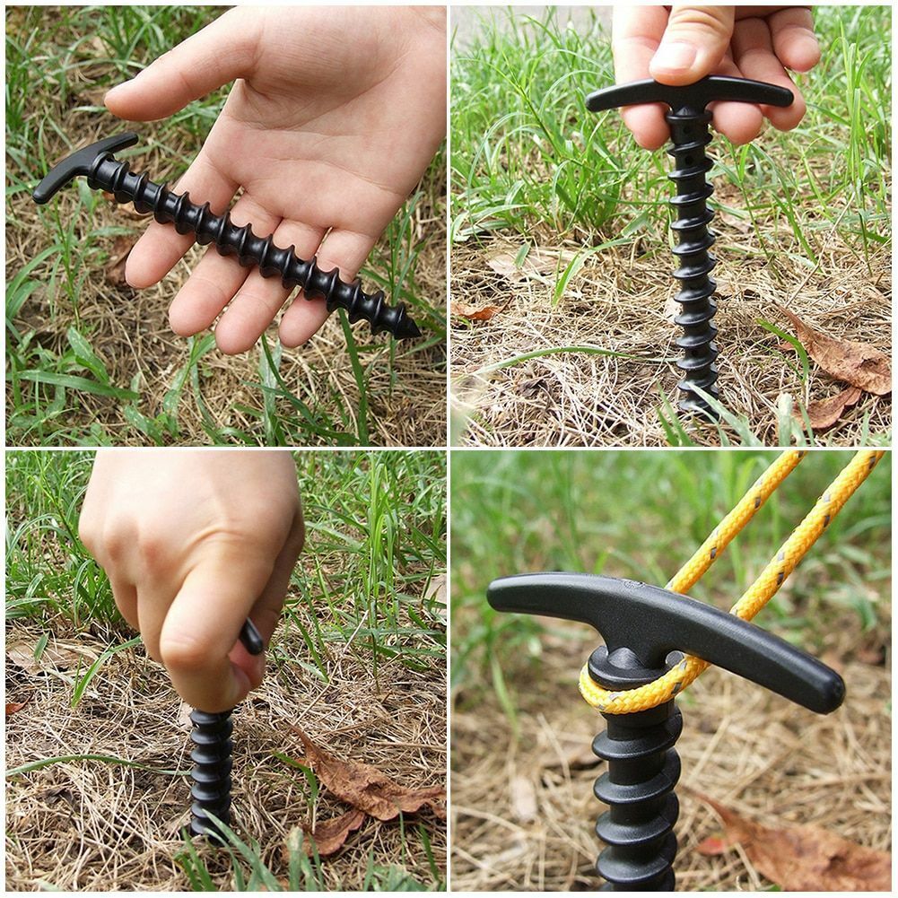 10pcs Set Tent Pegs Ground Nails Screw Anchor Hiking Stakes Pins Outdoor Camping