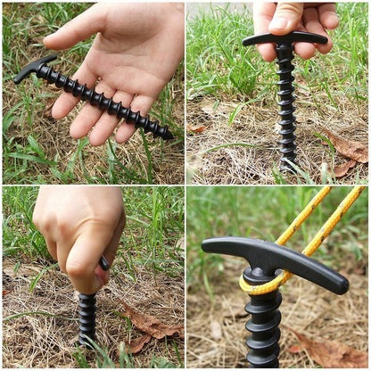 10pcs Set Tent Pegs Ground Nails Screw Anchor Hiking Stakes Pins Outdoor Camping