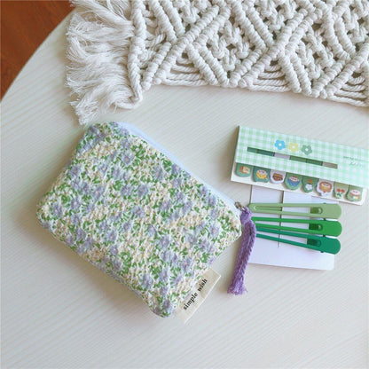 Small Cosmetic Make Up Bag Cotton Floral Organizer Bags Lipstick Purse Coin 1 PC