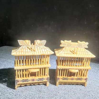 Unique Bone Carved Cricket Cage Grasshopper Small Animal Pet House Pet Collect