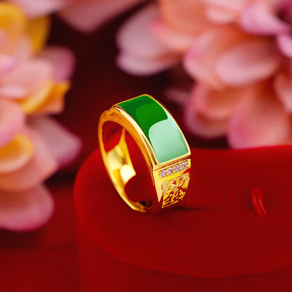 Green Jade Rings Jewelry Adjustable Ring Women Talismans Natural 925 Silver