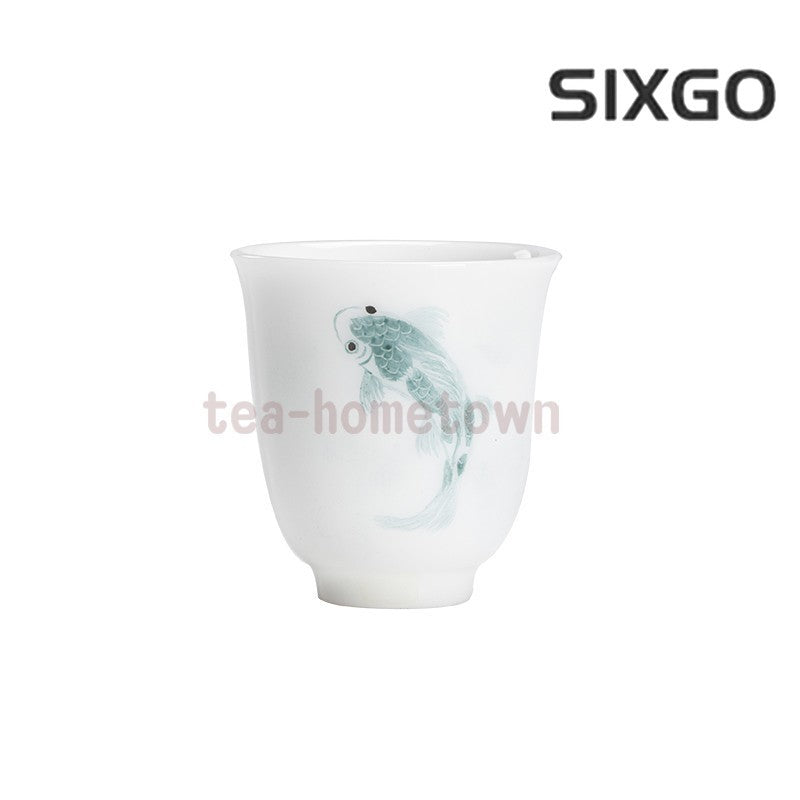 1pc Dehua Hand-painted Ice Tea Cup Kung Fu Tea Set Small Teacup White Porcelain