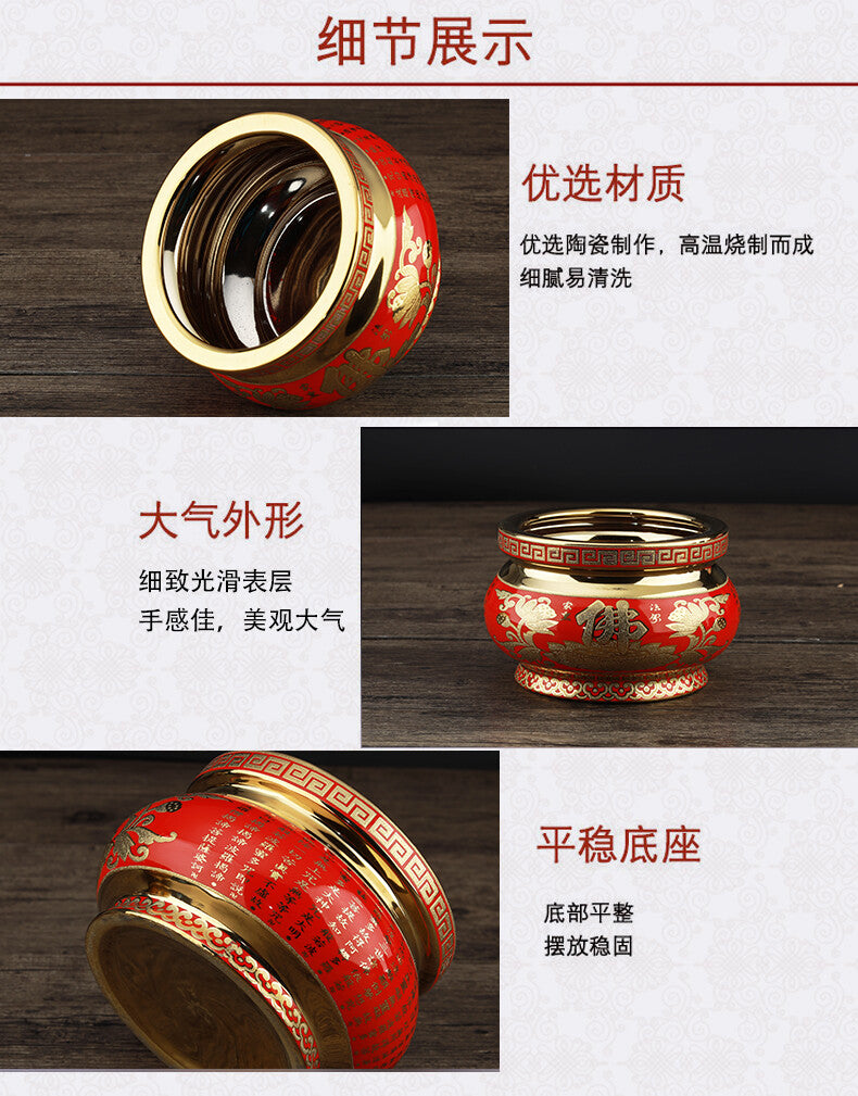 15cm New Ceramic Buddhist Incense Burner Worship Wealth God Censer