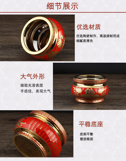 15cm New Ceramic Buddhist Incense Burner Worship Wealth God Censer