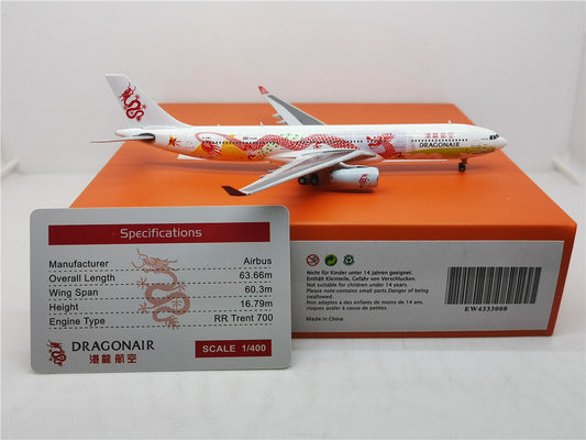 1:400 JC Wings DRAGONAIR A330-300 Passenger Airplane Diecast Aircraft Model