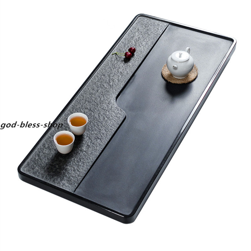 Complete Stone Tea Tray Heavy Black Stone Tea Table Simple Design Water Draining